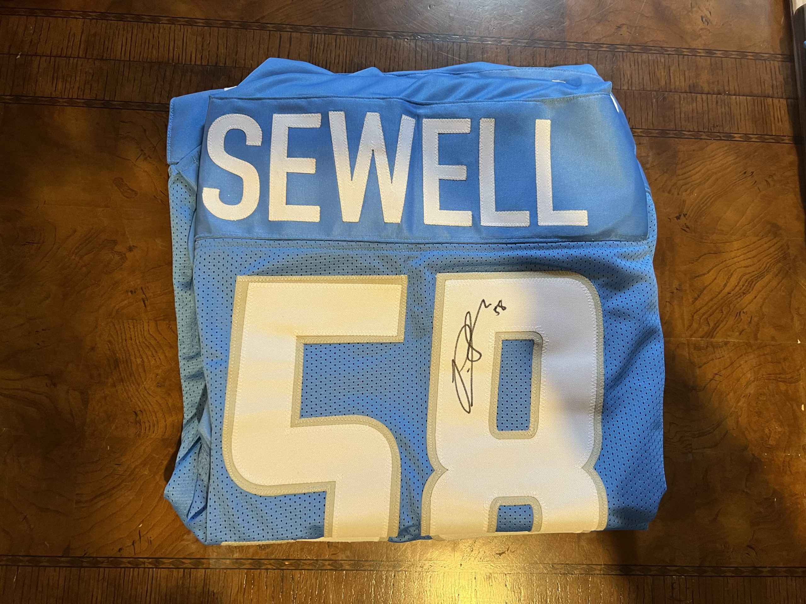 Penei Sewell Detroit Lions Autographed 8 x 10 Gray Jersey Stance